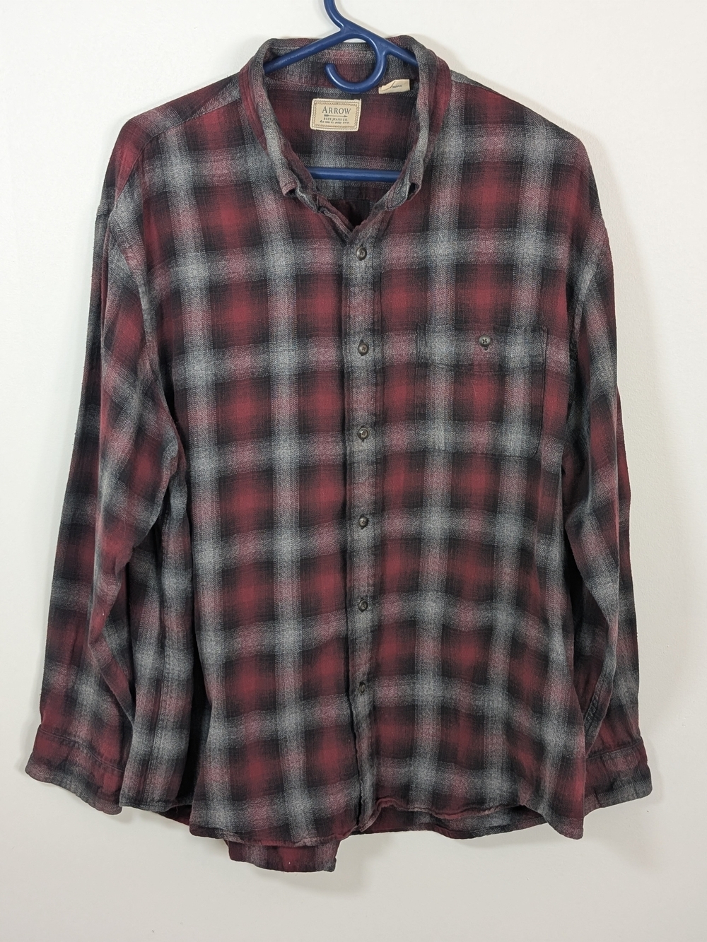 Arrow Men's Red and Black Plaid Casual Button-Down Shirt